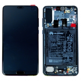 LCD Дисплей за Huawei P20 Pro + тъч скрийн с рамка и батерия Сребърен  Оригинал